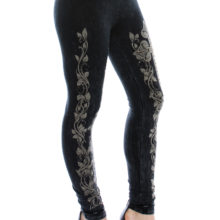 Vocal Apparel Golden Cross with Flowers Leggings 14474P-BLACK